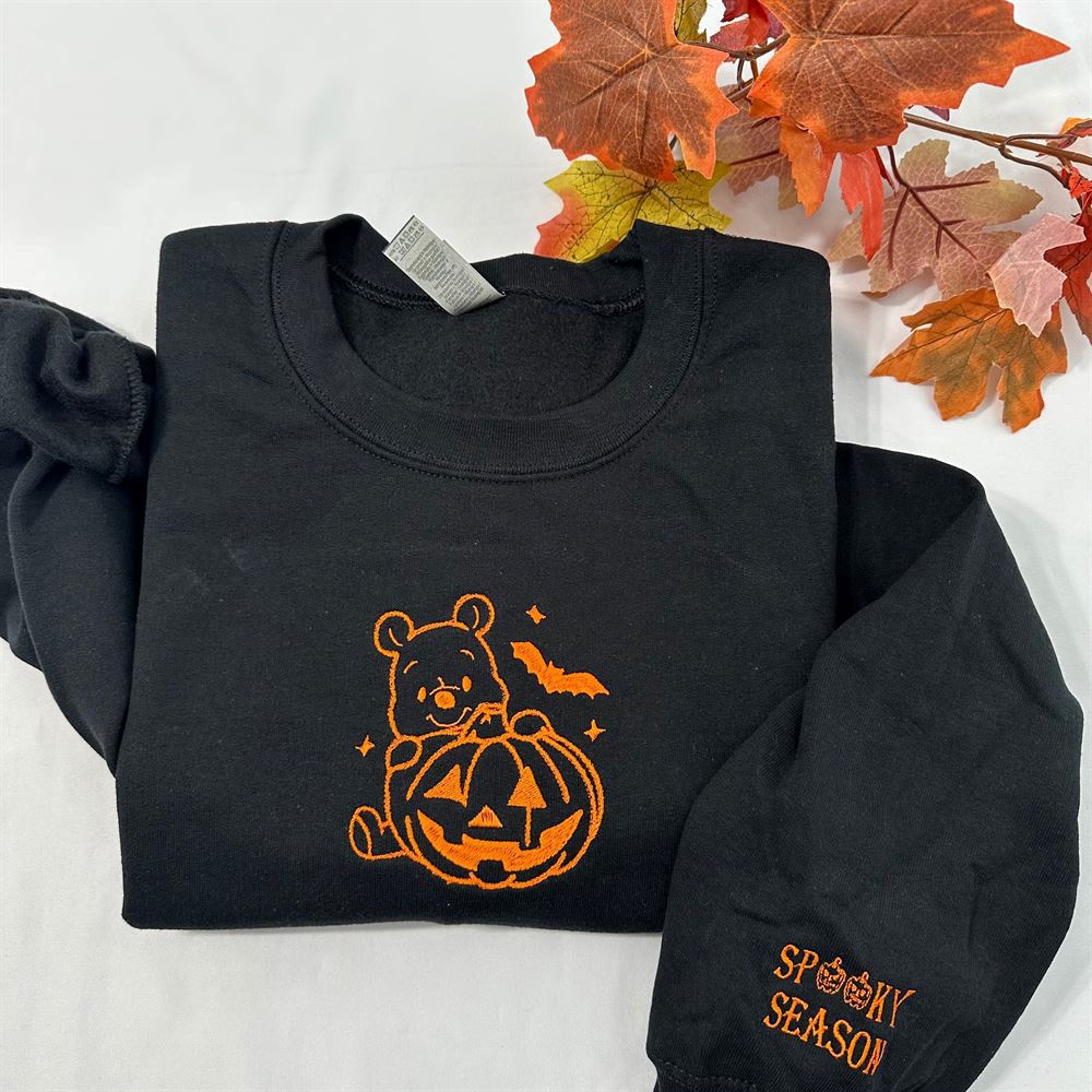 Embroidered Christmas Sweatshirt, Halloween Winnie The Pooh Embroidered Sweatshirt