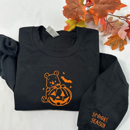 Embroidered Christmas Sweatshirt, Halloween Winnie The Pooh Embroidered Sweatshirt