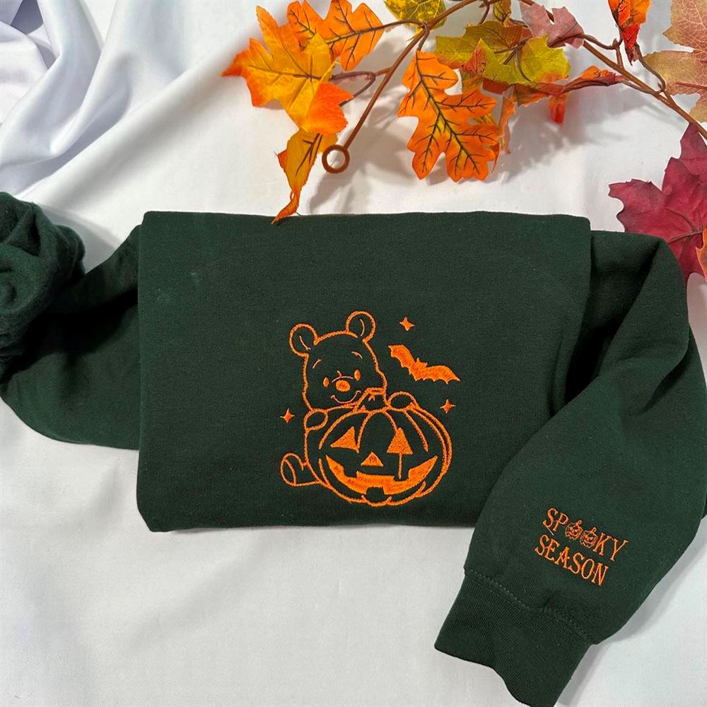 Embroidered Christmas Sweatshirt, Halloween Winnie The Pooh Embroidered Sweatshirt