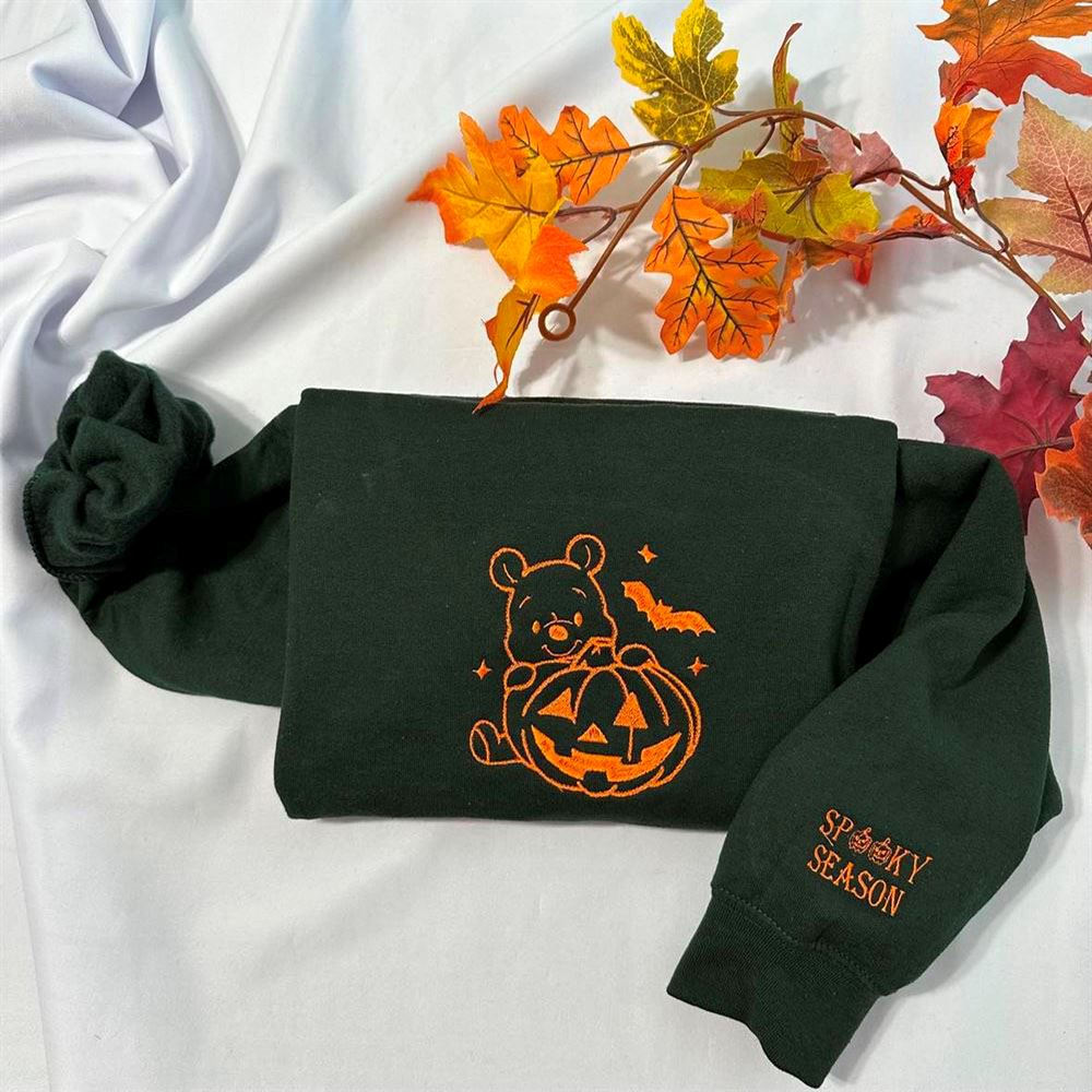 Embroidered Christmas Sweatshirt, Halloween Winnie The Pooh Embroidered Sweatshirt