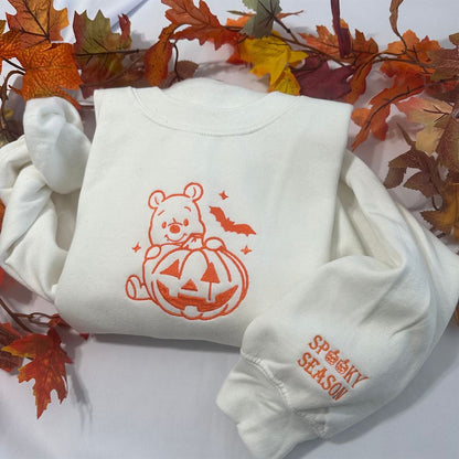Embroidered Christmas Sweatshirt, Halloween Winnie The Pooh Embroidered Sweatshirt