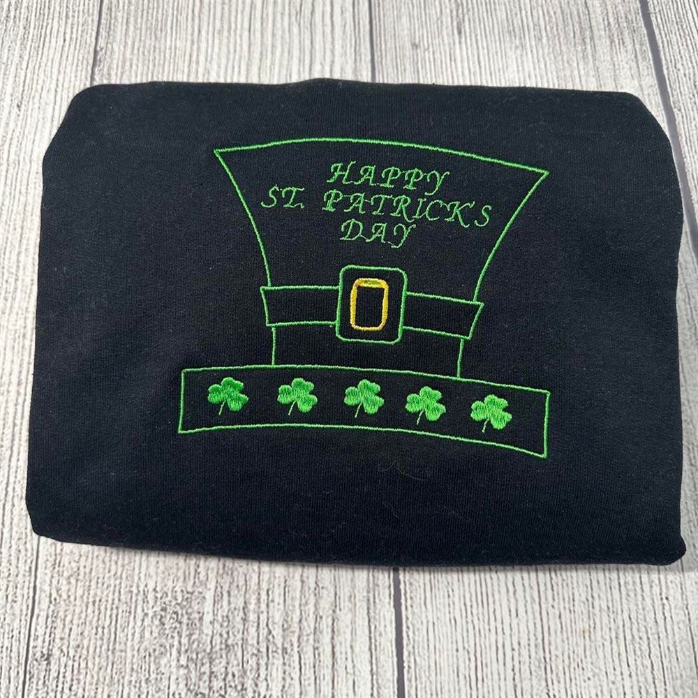 Embroidered Christmas Sweatshirt, Happy St. Patrick Day Embroidered Sweatshirt