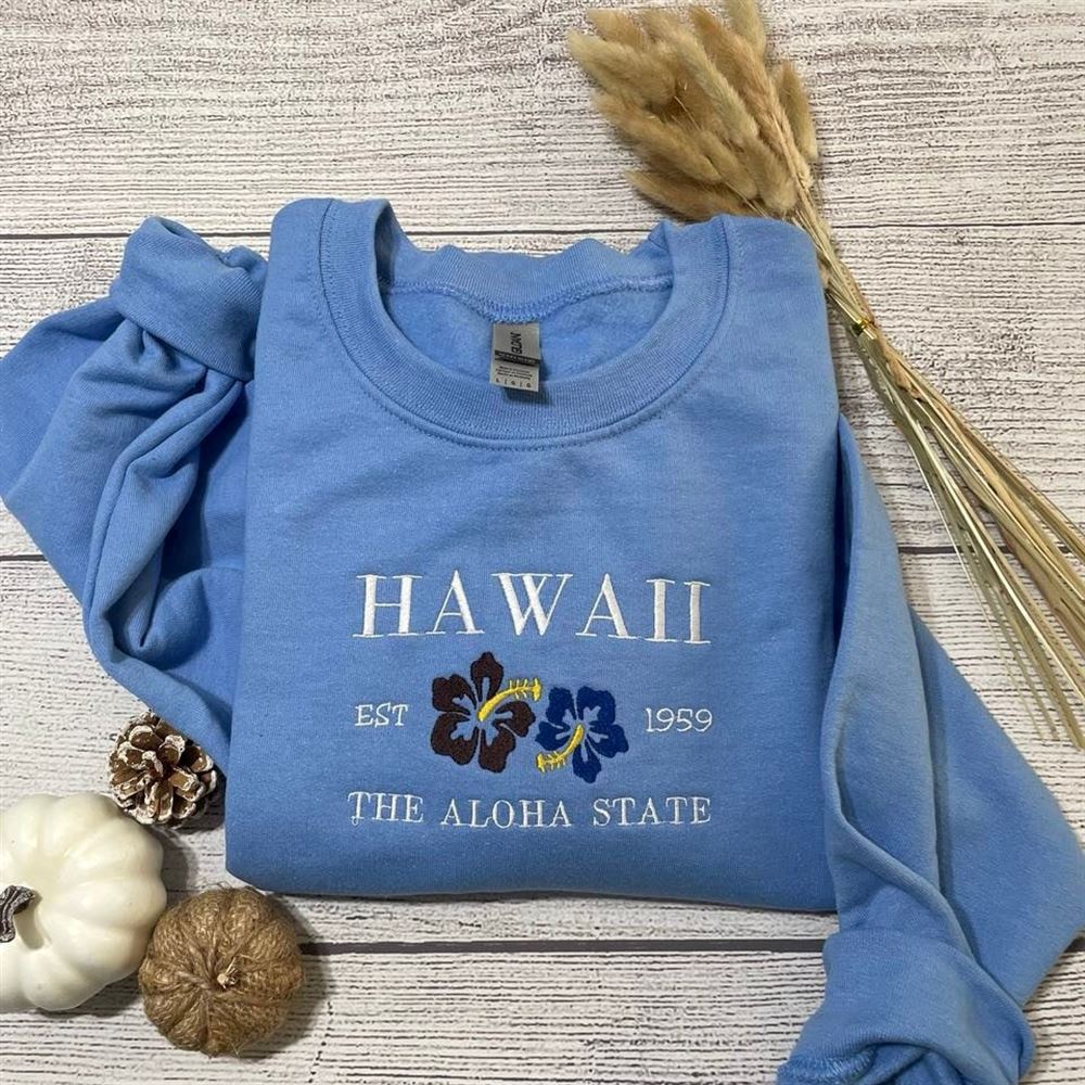 Embroidered Christmas Sweatshirt, Hawaii Aloha Embroidered Sweatshirt