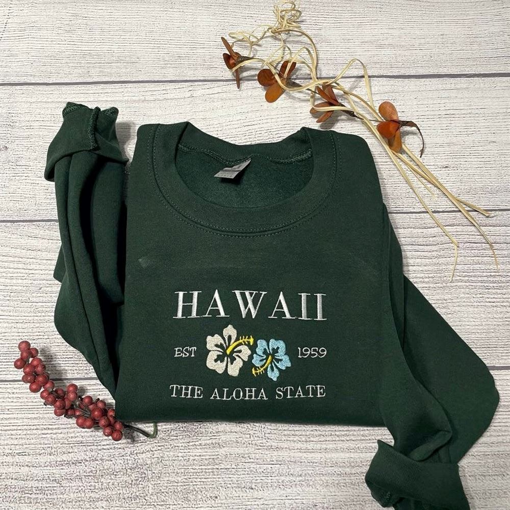 Embroidered Christmas Sweatshirt, Hawaii Aloha Embroidered Sweatshirt