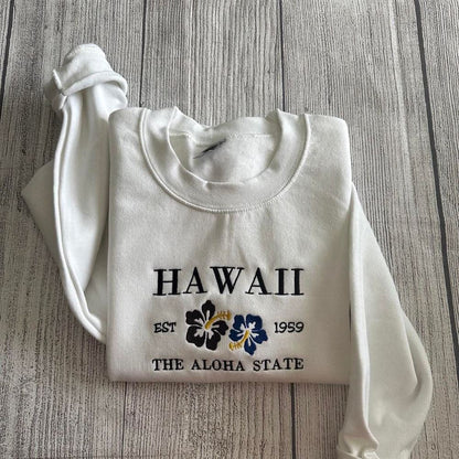 Embroidered Christmas Sweatshirt, Hawaii Aloha Embroidered Sweatshirt