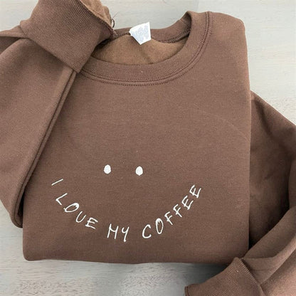 Embroidered Christmas Sweatshirt, I Love My Coffee Embroidered Sweatshirt