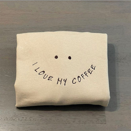 Embroidered Christmas Sweatshirt, I Love My Coffee Embroidered Sweatshirt