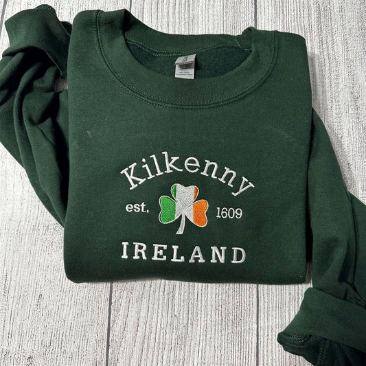 Embroidered Christmas Sweatshirt, Kilkenny Ireland Embroidered Sweatshirt