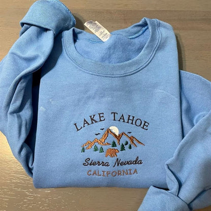 Embroidered Christmas Sweatshirt, Lake Tahoe Embroidered Sweatshirt