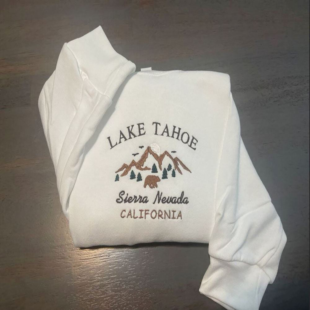 Embroidered Christmas Sweatshirt, Lake Tahoe Embroidered Sweatshirt