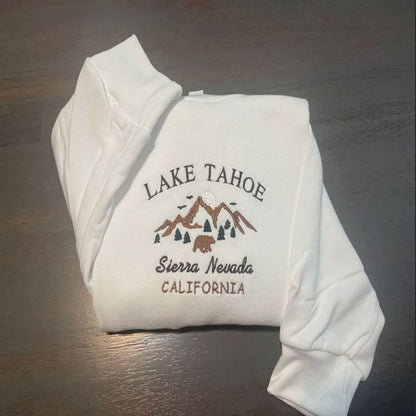 Embroidered Christmas Sweatshirt, Lake Tahoe Embroidered Sweatshirt