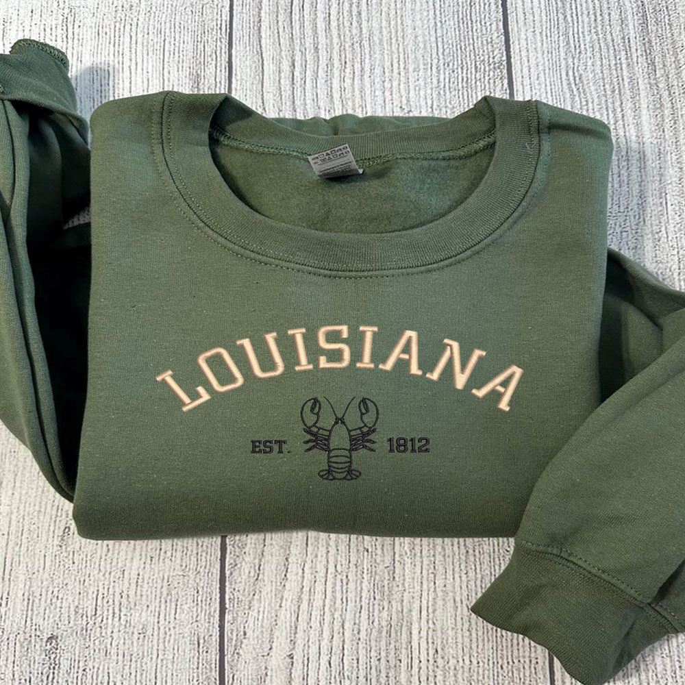 Embroidered Christmas Sweatshirt, Louisiana Est. 1812 Embroidered Sweatshirt