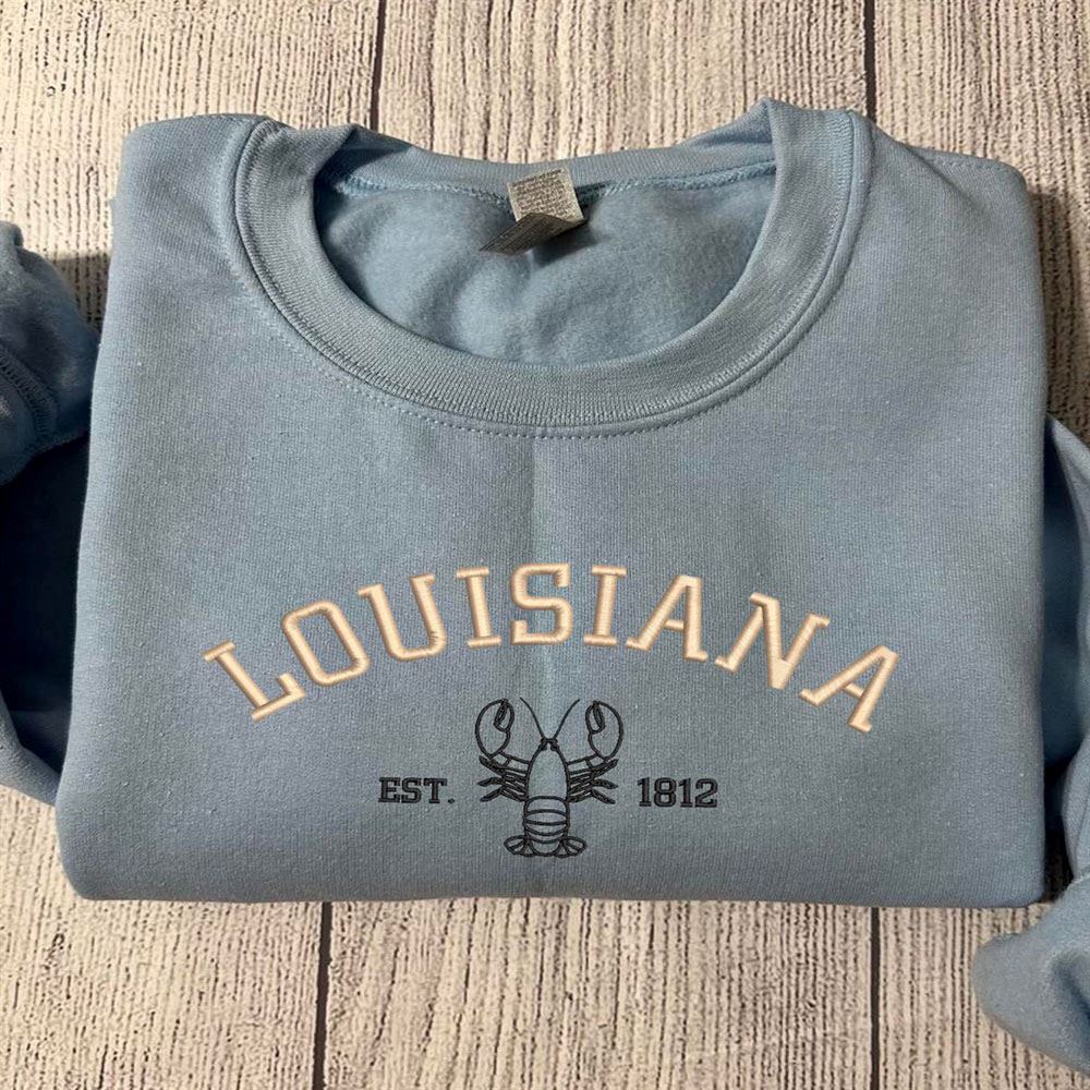Embroidered Christmas Sweatshirt, Louisiana Est. 1812 Embroidered Sweatshirt