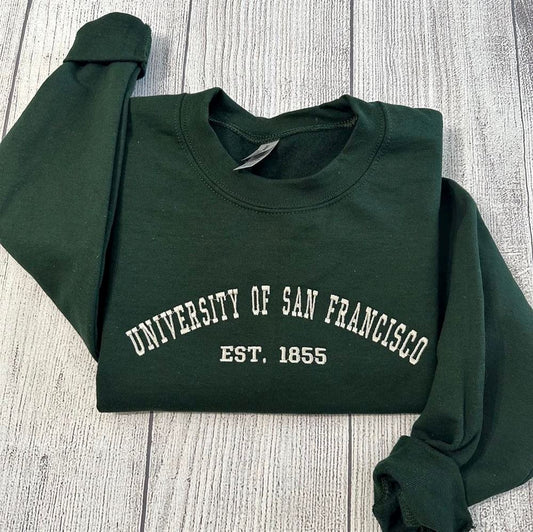 Embroidered Christmas Sweatshirt, University Of San Francisco Embroidered Sweatshirt
