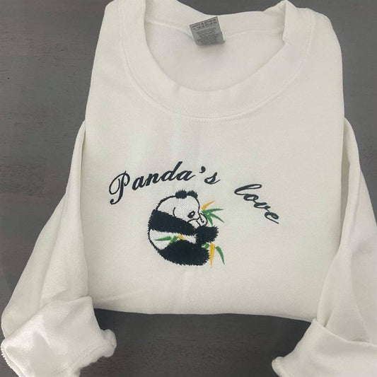 Embroidered Christmas Sweatshirt, Vintage Panda Embroidered Sweatshirt