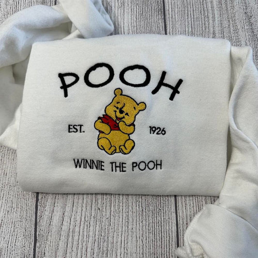 Embroidered Christmas Sweatshirt, Winnie The Pooh Embroidered Sweatshirt Gift For Herhim