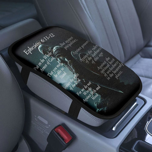 Empty Tomb Crown Of Thorns Rugged Cross Car Center Console Cover, Christian Armrest Pad Cover, Car Accessory Easter Car Accessory