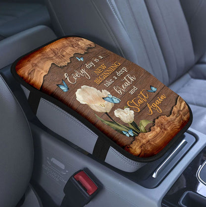 Every Day Is A Gift Lighthouse Butterfly Car Center Console Cover, Christian Armrest Pad Cover, Bible Verse Car Accessory