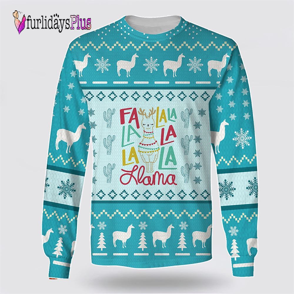 FLa La La Llama Awesome Ugly Christmas Sweater, Sweater Gifts For Pet Lover