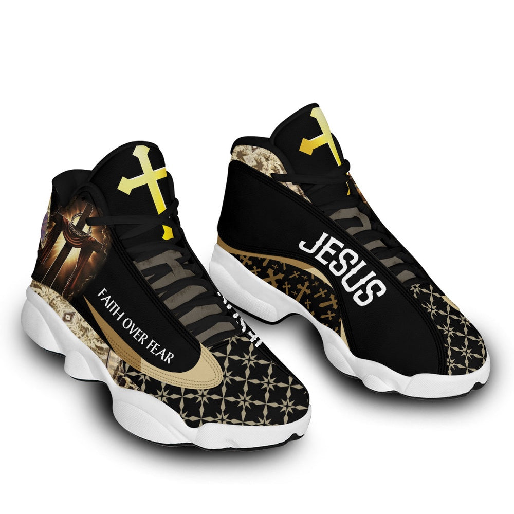 Faith Over Fear Jesus Basketball Shoes, Jesus Christ Shoes