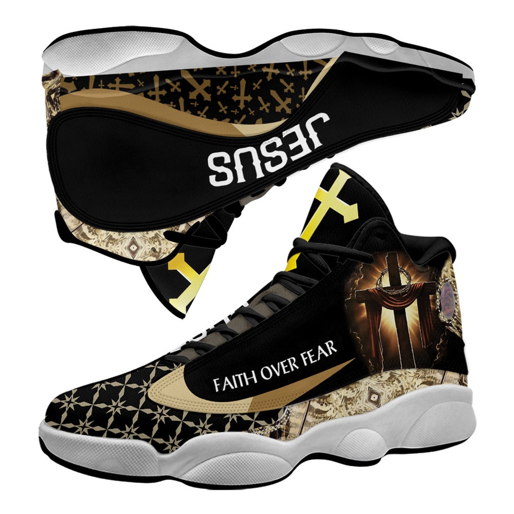 Faith Over Fear Jesus Basketball Shoes, Jesus Christ Shoes