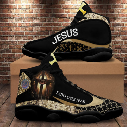 Faith Over Fear Jesus Basketball Shoes, Jesus Christ Shoes
