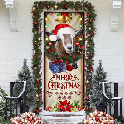 Farm Cattle Goat Merry Christmas Door Cover, Gift For Famer