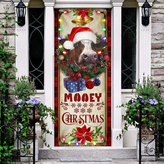 Farm Cattle Mooey Christmas Door Cover, Gift For Famer