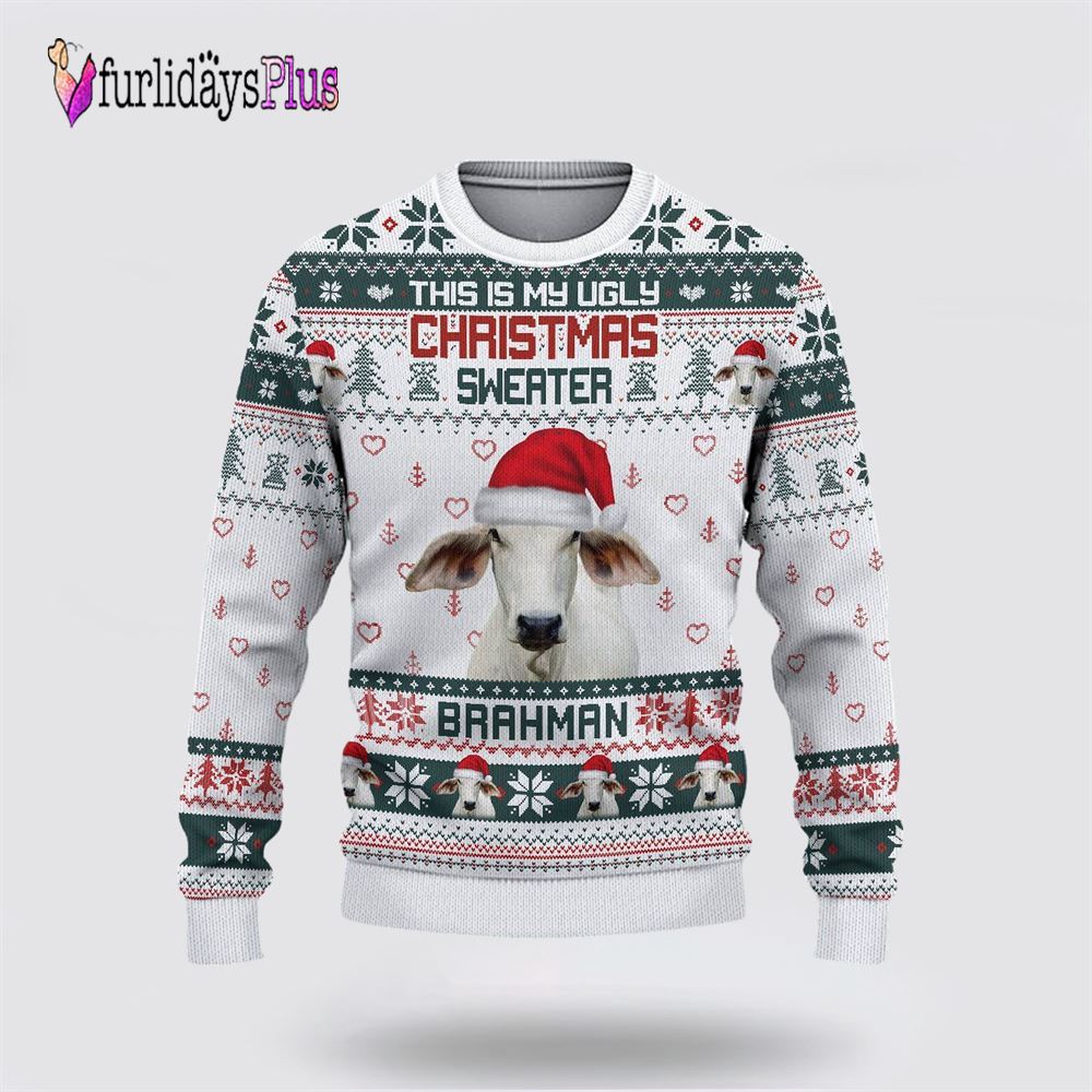 Farm Ugly Christmas Sweater, Brahman Green Merry Christmas Ugly Sweater, Rural Lovers