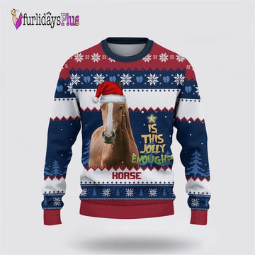 Farm Ugly Christmas Sweater, Brown Horse Jolly Merry Christmas Ugly Sweater