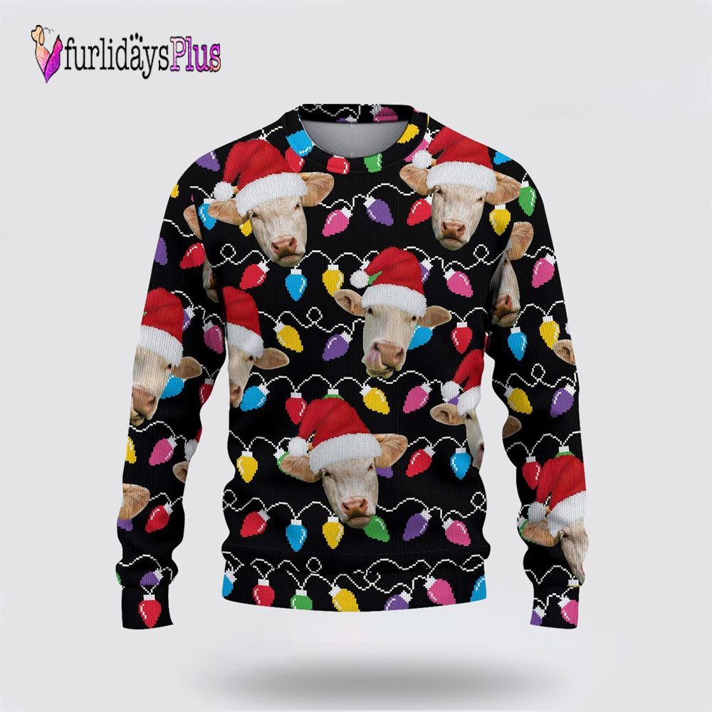 Farm Ugly Christmas Sweater, Charolais Christmas Ugly Sweater