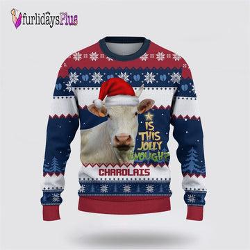 Farm Ugly Christmas Sweater, Charolais Jolly Merry Christmas Ugly Sweater