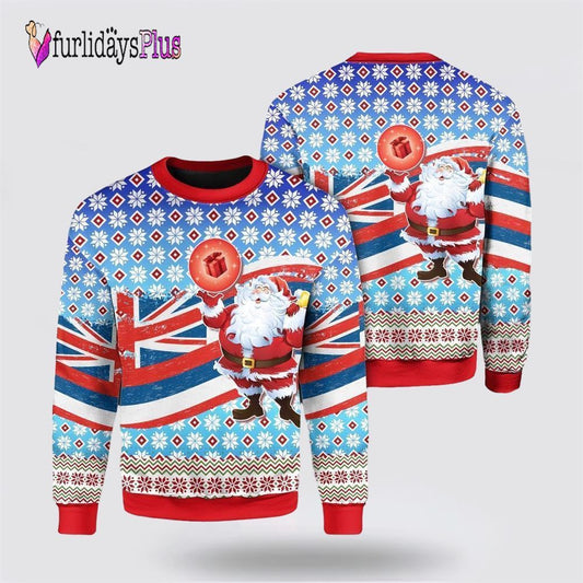 Flag Santa Claus Pattern Ugly Christmas Sweater For Men And Women, Christmas Gift, Christmas Winter Fashion