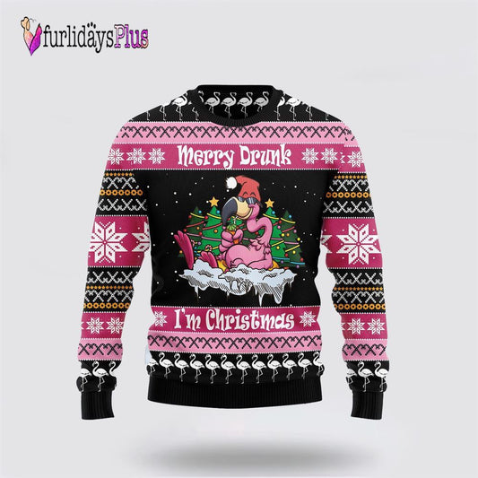 Flamingo Drunk Ugly Christmas Sweater, Sweater Gifts For Pet Lover
