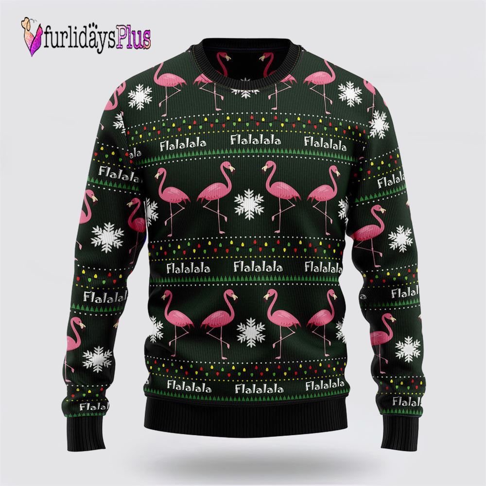Flamingo Flalala Ugly Christmas Sweater, Sweater Gifts For Pet Lover