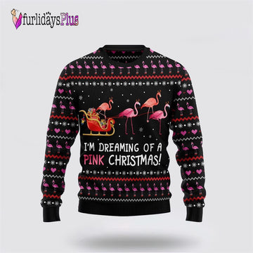 Flamingo I’m Dreaming Of A Pink Ugly Christmas Sweater, Sweater Gifts For Pet Lover