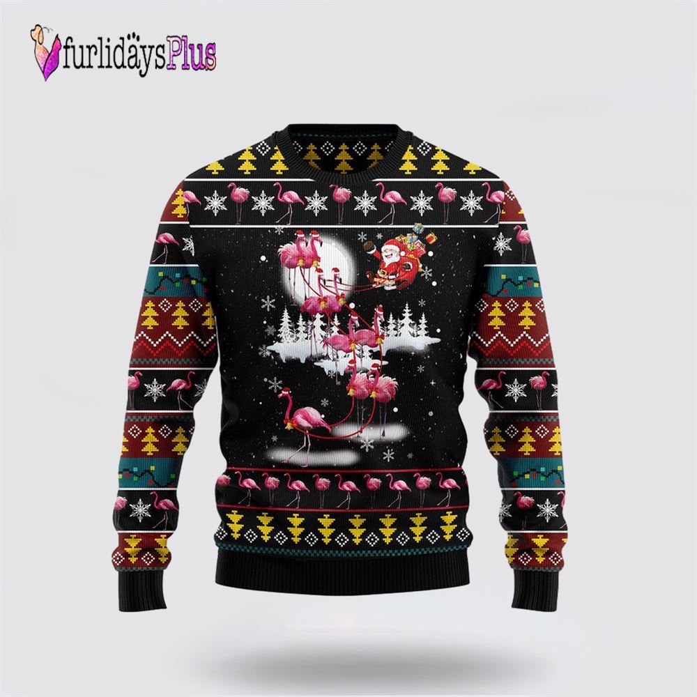 Flamingo Reindeer Ugly Christmas Sweater, Sweater Gifts For Pet Lover