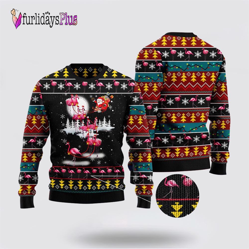 Flamingo Reindeer Ugly Christmas Sweater, Sweater Gifts For Pet Lover