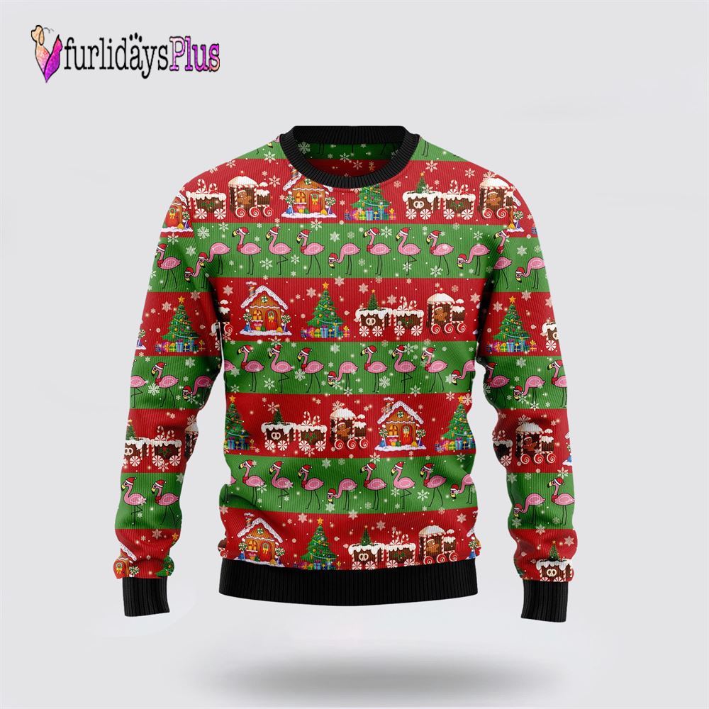 Flamingo Snow Ugly Christmas Sweater, Sweater Gifts For Pet Lover