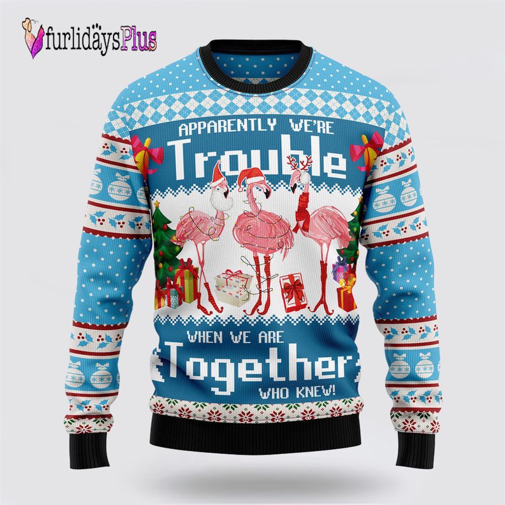 Flamingo Together Ugly Christmas Sweater, Sweater Gifts For Pet Lover