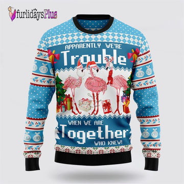 Flamingo Together Ugly Christmas Sweater, Sweater Gifts For Pet Lover