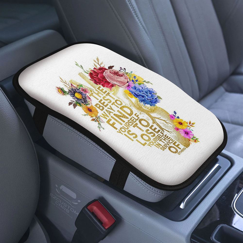 Floral 1 Samuel 127 For This Child We Have Prayed Car Center Console Cover, Bible Verse Armrest Pad Cover, Scripture Car Accessory