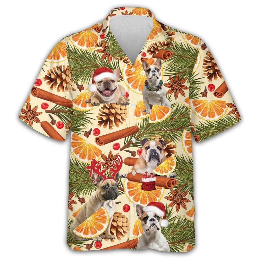 French Bulldog Christmas Hawaiian Shirts, Xmas Hawaiian Shirts