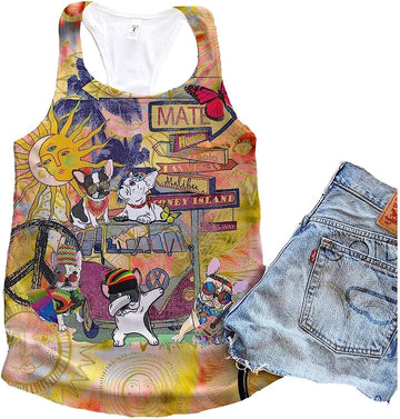 French Bulldog Play Hard Seamless Tank Top - Summer Casual Tank Tops For Women - Gift For Young Adults