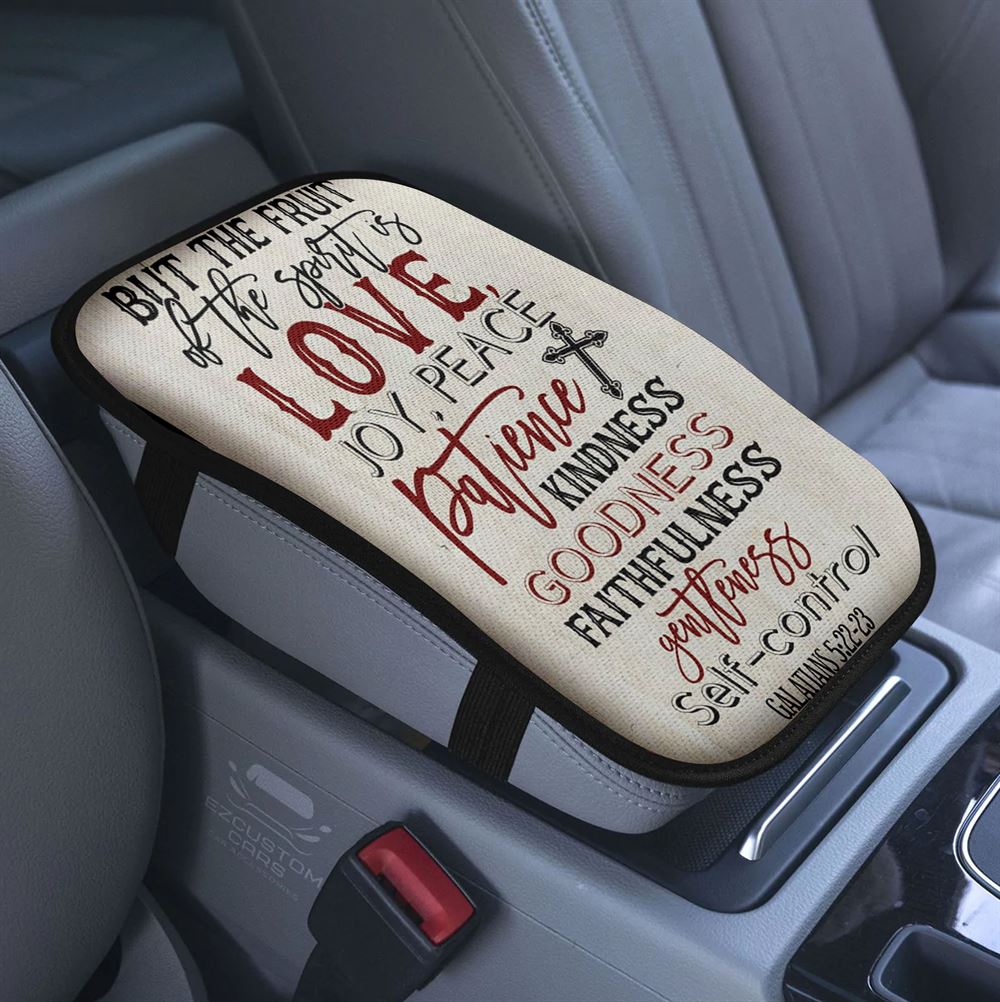 Fruit Of The Spirit Bible Verse Christian Car Center Console Cover, Bible Verse Armrest Pad Cover, Scripture Car Accessory