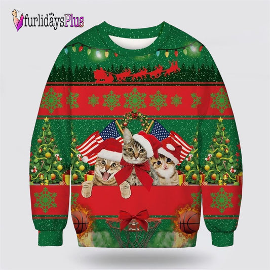 Funny Cat Ugly Christmas Sweater, Cat Lover Christmas Sweater