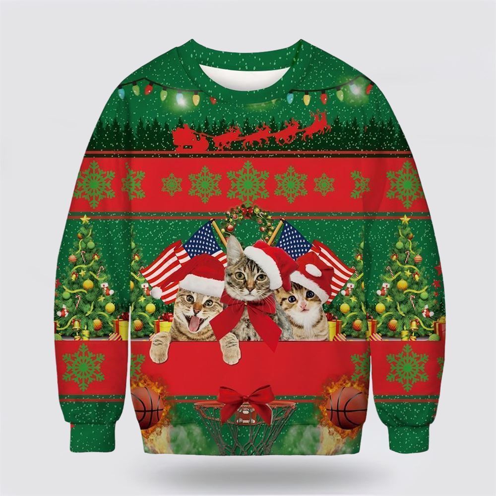 Funny Cat Ugly Christmas Sweater, Christmas Sweater For Cat Lover