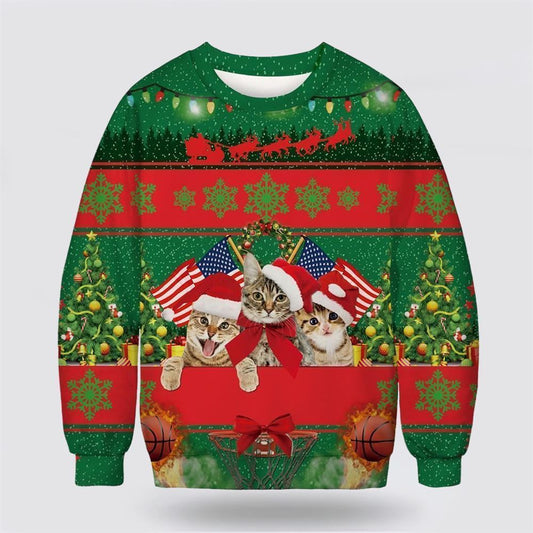 Funny Cat Ugly Christmas Sweater, Christmas Sweater For Cat Lover