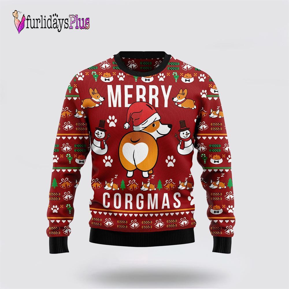 Funny Corgi Merry Corgmas Ugly Christmas Sweater 3D, Dog Lover Christmas Sweater