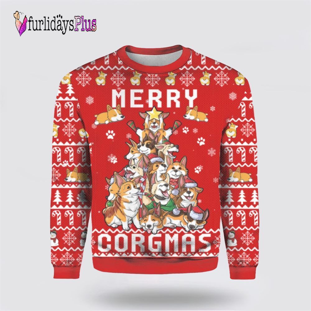 Funny Corgi Merry Corgmas Ugly Christmas Sweater, Dog Lover Christmas Sweater